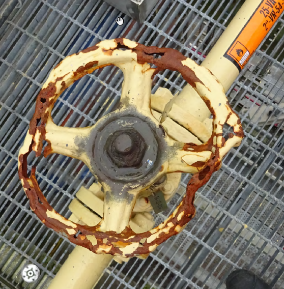 Broken hand wheel with deformed grip